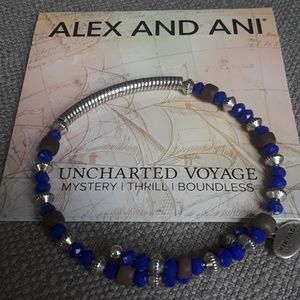 Alex and Ani blue and silver wrap bracelet